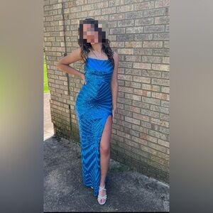 Lulu's Vibrant Blue Sequin Maxi Dress